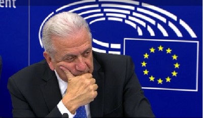 eu_jha_commissioner_avramopoulos_listening_to_aggs_question_ebs_tv_eurofora_400