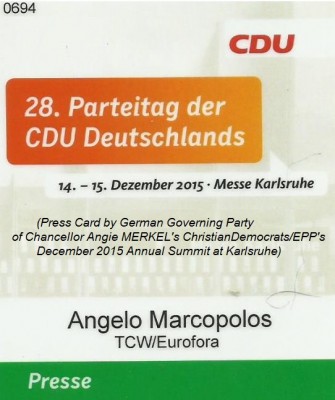 press_card_by_german_governing_party_of_chancellor_angie_merkels_christiandemocrats_for_annual_summit_of_1415_december_2015_400_01