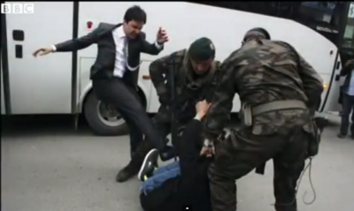 turkish_prime_minister_erdogans_councilor_hits_with_his_foot_a_protestor_illtreated_by_turkish_security_agents_after_282_mine_workers_were_killed_at_manisa_400 turkish_prime_minister_erdogans_councilor_hits_with_his_foot_a_protestor_illtreated_by_turkish_security_agents_after_282_mine_workers_were_killed_at_manisa_400